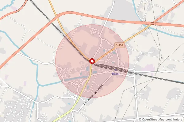 Map showing approximate area covered by Pincode 272124 — Rampur Bo, Basti