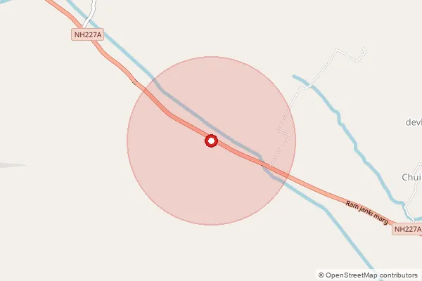 Map showing approximate area covered by Pincode 272128 — Nande Kuwan Bo, Basti