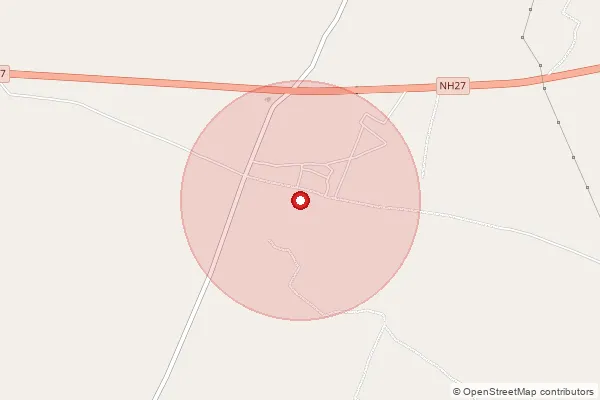 Map showing approximate area covered by Pincode 272131 — Dubaulia Bo, Basti