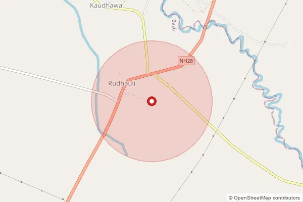 Map showing approximate area covered by Pincode 272151 — Dindai Bo, Siddharth Nagar