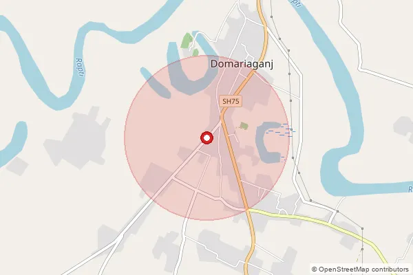 Map showing approximate area covered by Pincode 272189 — Quadirabad Bo, Siddharth Nagar