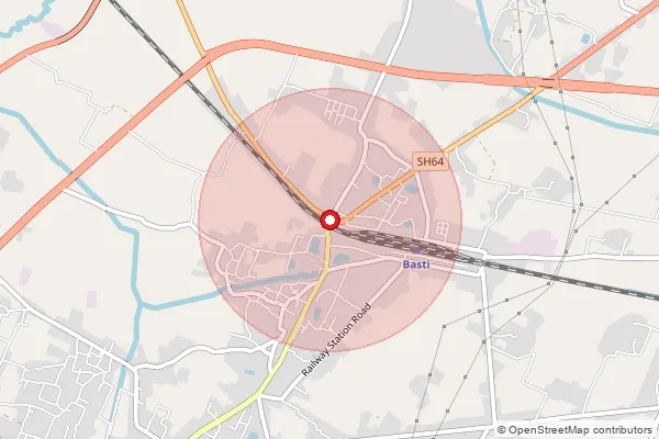 Map showing approximate area covered by Pincode 272194 — Amarediha Bo, Basti