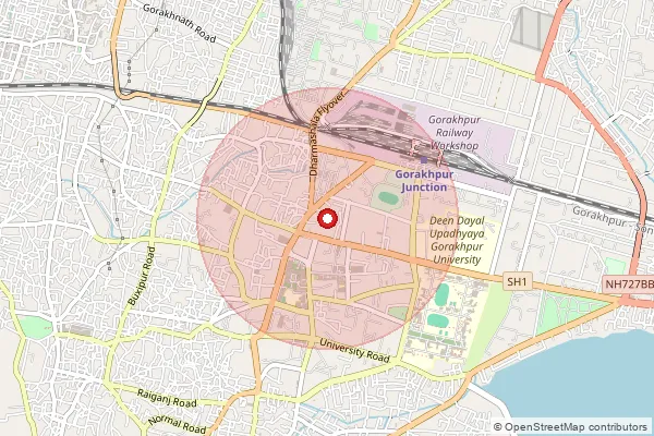 Map showing approximate area covered by Pincode 273001 — Gorakhpur Ho, Gorakhpur