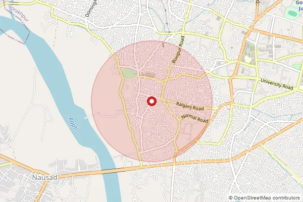 Map showing approximate area covered by Pincode 273005 — Rajghat So, Gorakhpur