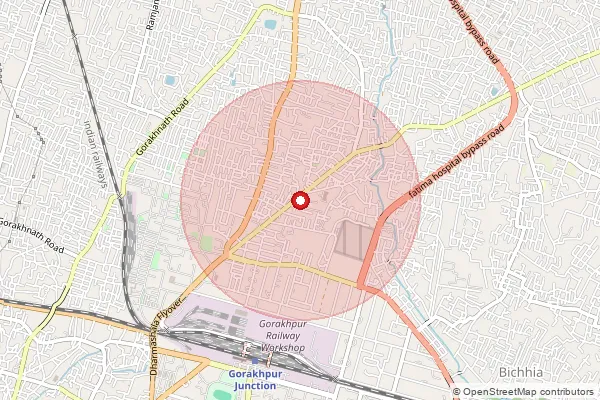 Map showing approximate area covered by Pincode 273006 — Gita Vatika So, Gorakhpur