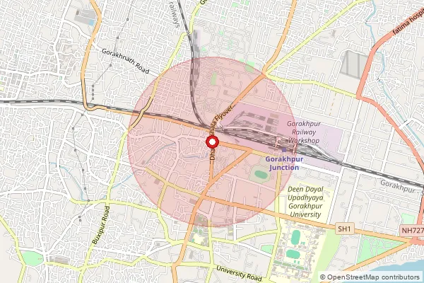 Map showing approximate area covered by Pincode 273016 — Lahsari Bo, Gorakhpur