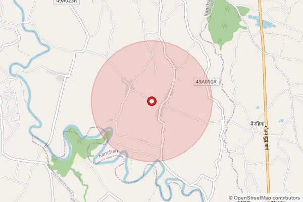 Map showing approximate area covered by Pincode 274205 — Khareshar Bo, Deoria