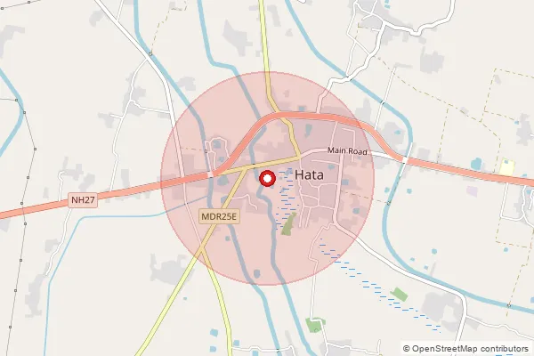 Map showing approximate area covered by Pincode 274207 — Chilua Bo, Kushi Nagar