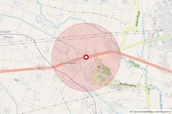 Map showing approximate area covered by Pincode 274308 — Khesiya Bo, Kushi Nagar