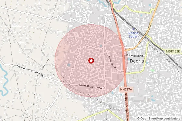 Map showing approximate area covered by Pincode 274404 — Rampur Mahuabari Bo, Deoria