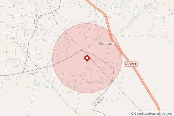 Map showing approximate area covered by Pincode 274501 — Baikunthpur Bo, Deoria