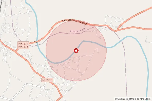 Map showing approximate area covered by Pincode 274506 — Mahuja Bo, Deoria