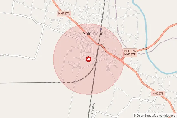 Map showing approximate area covered by Pincode 274701 — Dumari Bo, Deoria