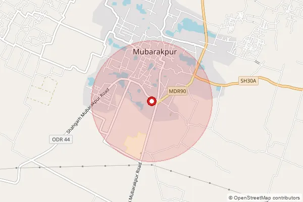 Map showing approximate area covered by Pincode 276404 — Mubarakpur So, Azamgarh
