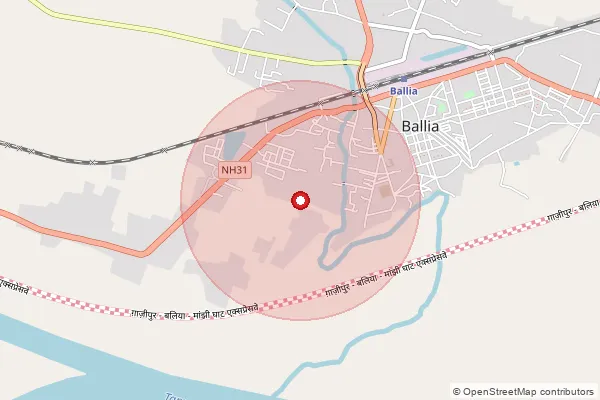 Map showing approximate area covered by Pincode 277121 — Balesara Bo, Ballia
