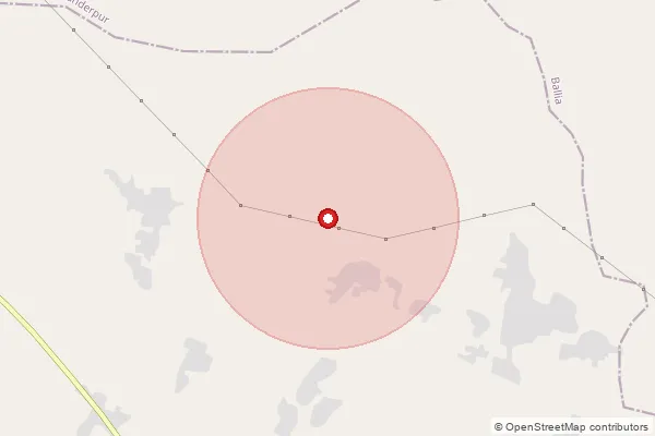 Map showing approximate area covered by Pincode 277124 — Ukachhi Bo, Ballia