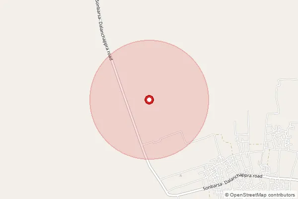 Map showing approximate area covered by Pincode 277208 — Chakia Bo, Ballia