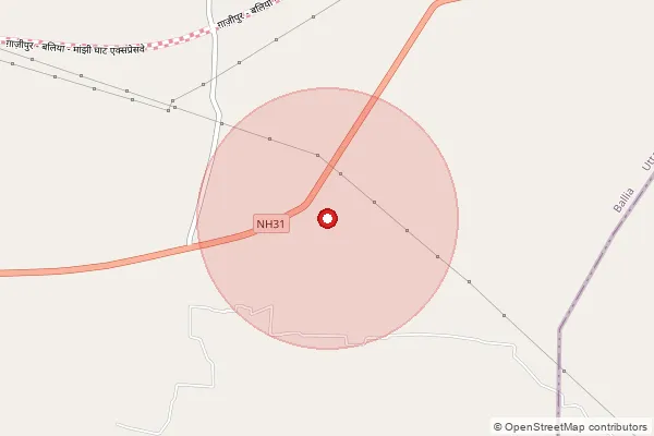 Map showing approximate area covered by Pincode 277211 — Bigahi Bo, Ballia