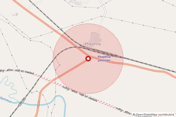 Map showing approximate area covered by Pincode 277503 — Singhpur Bo, Ballia