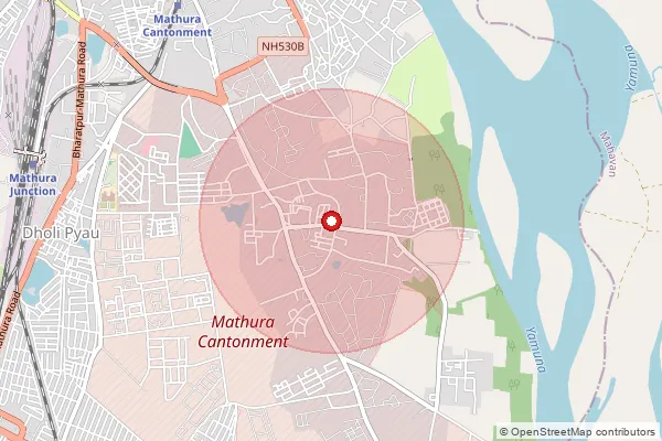 Map showing approximate area covered by Pincode 281004 — Bati Bo, Mathura