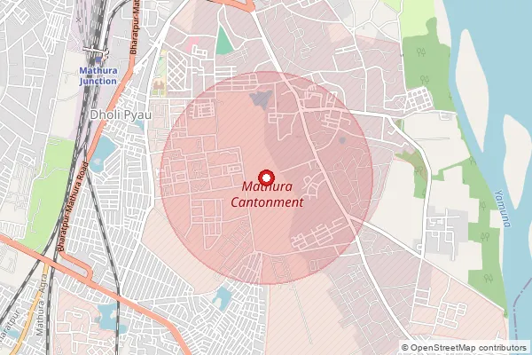 Map showing approximate area covered by Pincode 281201 — Chandpur Kalan Bo, Mathura