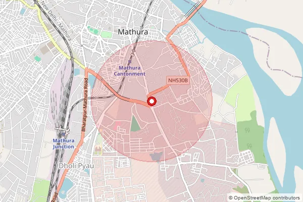 Map showing approximate area covered by Pincode 281204 — Barhaun Bo, Mathura