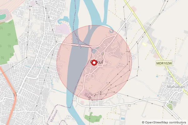 Map showing approximate area covered by Pincode 281303 — Gokul So, Mathura