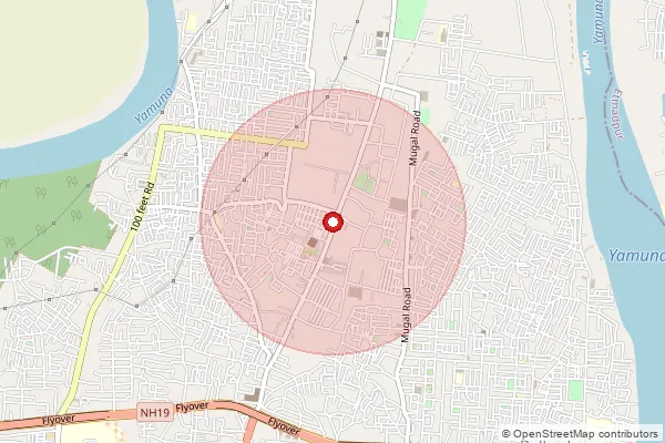 Map showing approximate area covered by Pincode 282005 — Jaganpur Bo, Agra