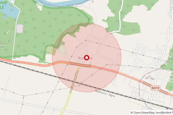 Map showing approximate area covered by Pincode 282007 — Arsena Bo, Agra