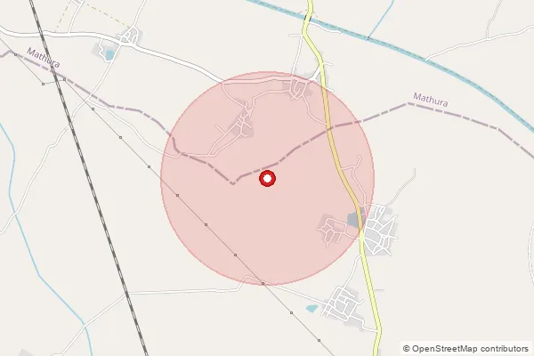 Map showing approximate area covered by Pincode 283101 — Biara Bo, Agra