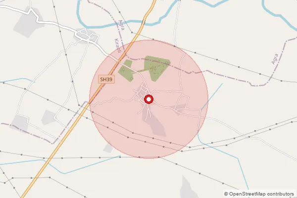 Map showing approximate area covered by Pincode 283102 — Berichahar Bo, Agra