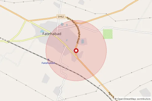 Map showing approximate area covered by Pincode 283104 — Kwari Bo, Agra