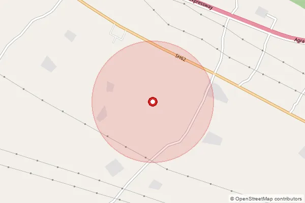 Map showing approximate area covered by Pincode 283111 — Arnota Bo, Agra