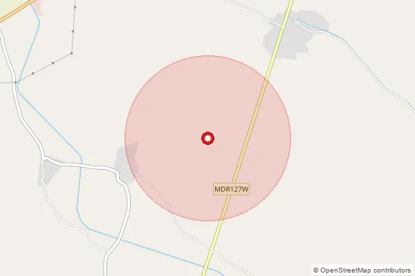 Map showing approximate area covered by Pincode 283121 — Bhilawali Bo, Agra