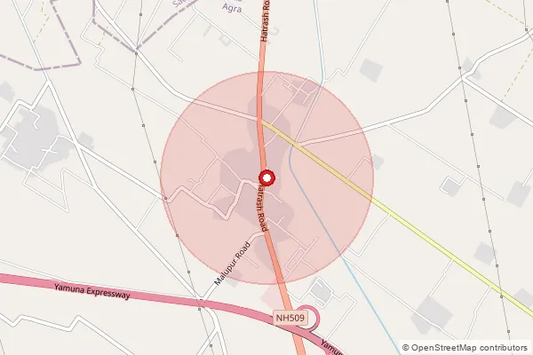 Map showing approximate area covered by Pincode 283126 — Baman Bo, Agra