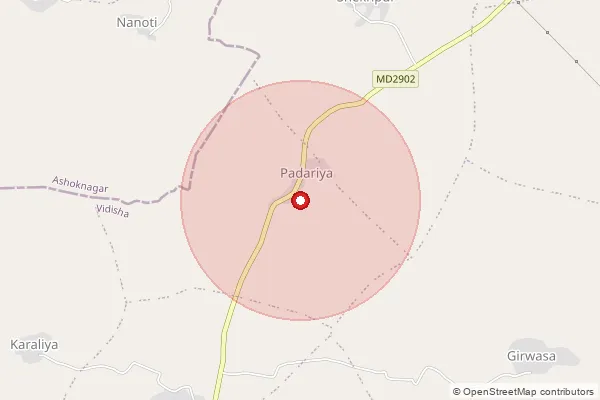 Map showing approximate area covered by Pincode 283135 — Thanumai Bo, Firozabad