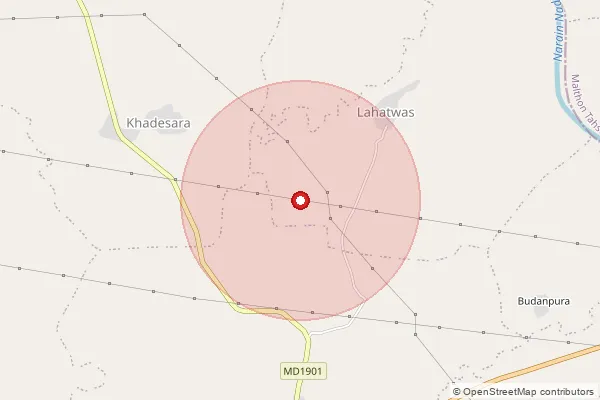 Map showing approximate area covered by Pincode 283151 — A G M Bhawali Bo, Firozabad
