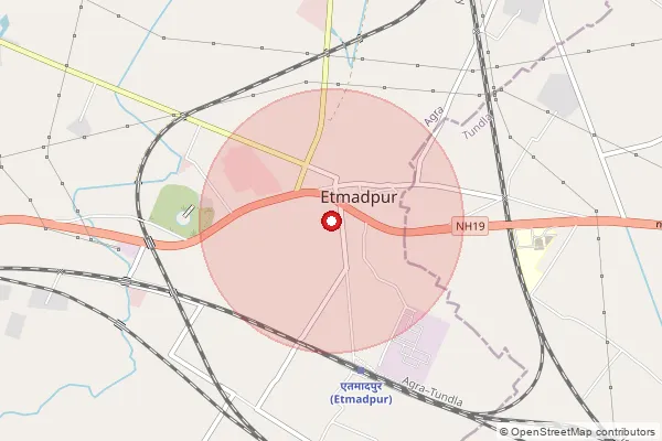 Map showing approximate area covered by Pincode 283202 — Bhagupur Bo, Agra