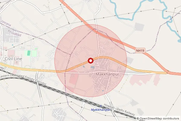 Map showing approximate area covered by Pincode 283205 — Collectorate Firozabad So, Firozabad