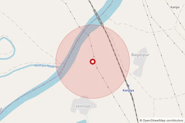 Map showing approximate area covered by Pincode 283207 — Konder Bo, Firozabad