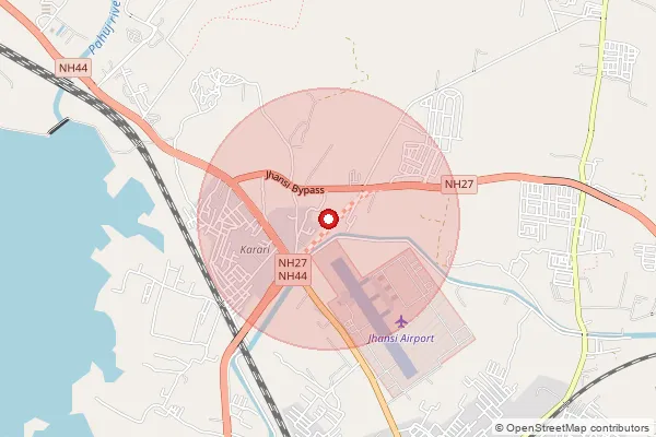 Map showing approximate area covered by Pincode 284003 — Lalkurti Bazar, Jhansi