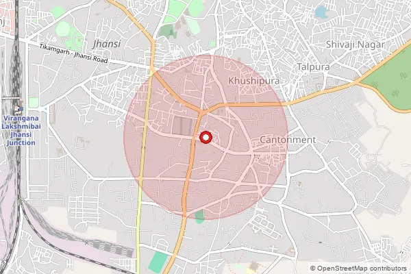 Map showing approximate area covered by Pincode 284121 — Garhmau Bo, Jhansi