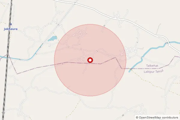 Map showing approximate area covered by Pincode 284122 — Jamalpur Bo, Lalitpur