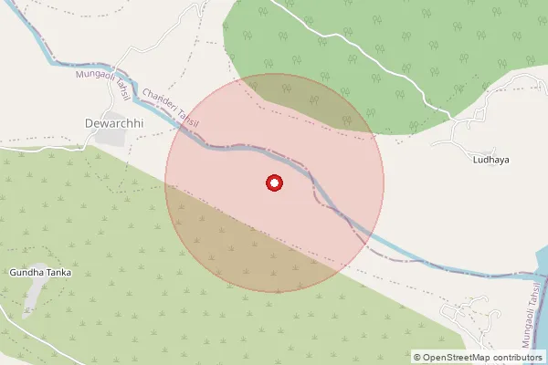 Map showing approximate area covered by Pincode 284124 — Jakhaura So, Lalitpur