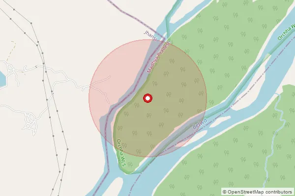 Map showing approximate area covered by Pincode 284127 — Simraha Bo, Jhansi