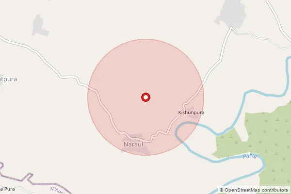 Map showing approximate area covered by Pincode 285127 — Pachokhara Bo, Jalaun