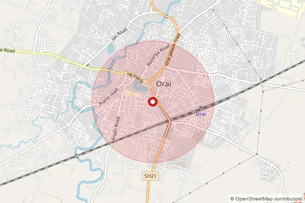 Map showing approximate area covered by Pincode 285129 — Ajeetapur Bo, Jalaun