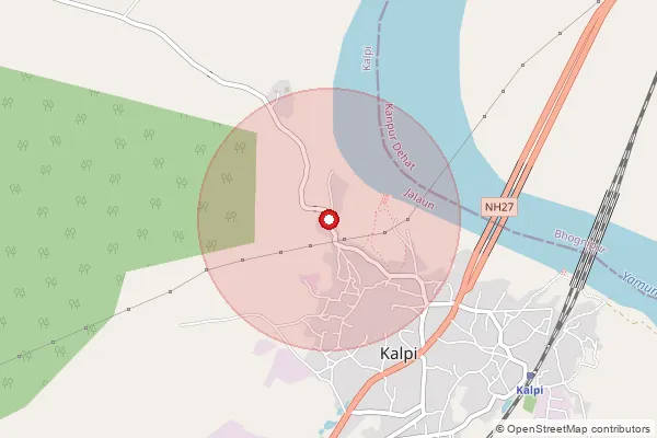 Map showing approximate area covered by Pincode 285204 — Nibahna Bo, Jalaun