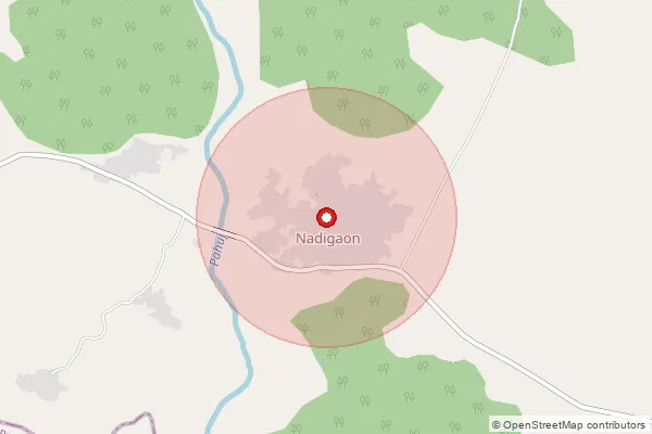 Map showing approximate area covered by Pincode 285206 — Nadigaon So, Jalaun