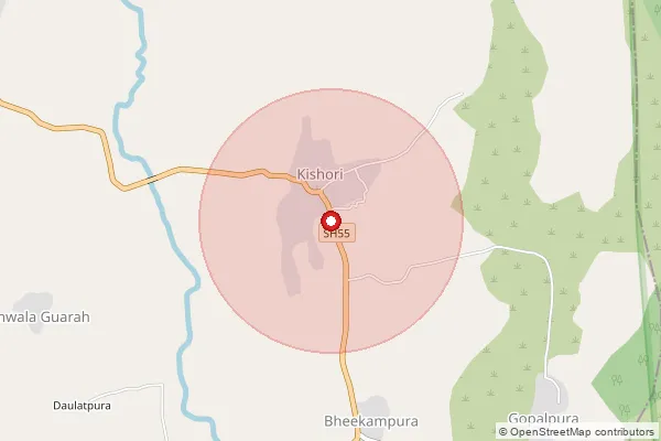 Map showing approximate area covered by Pincode 301022 — Bhandrol B.O, Alwar